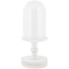 Clayre & Eef Glazen stolp Ø17x40cm Wit Glas Hout Decoratieve kap landelijke stijl