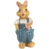 Clayre & Eef 6PR5719 Decoratief Konijn Bruin Blauw 5cm Polyresin Landelijke Stijl