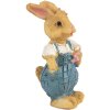 Clayre & Eef 6PR5719 Decoratief Konijn Bruin Blauw 5cm Polyresin Landelijke Stijl