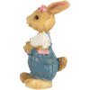 Clayre & Eef 6PR5719 Decoratief Konijn Bruin Blauw 5cm Polyresin Landelijke Stijl