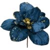Clayre & Eef Kerstdecoratie Bloem Blauw Goud Ø 25x25 cm Plastic
