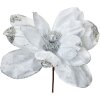Clayre & Eef 66159 Kerstdecoratie Bloem Wit Zilver Ø 25 cm Plastic