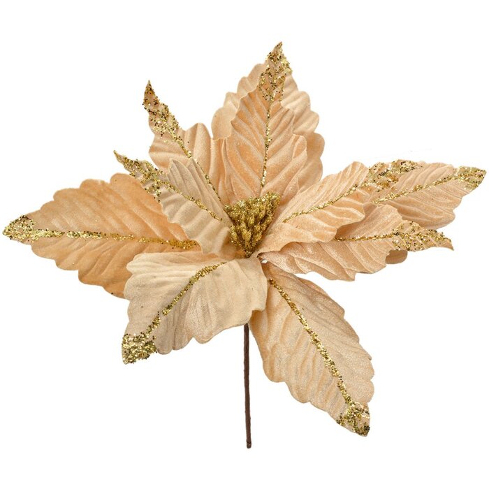 Clayre & Eef 66160 Kerstdecoratie Bloem Beige-Goud Ø36 cm