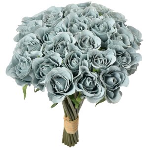 Clayre & Eef Boeket rozen blauwgroen 24 bloemen 30 cm...