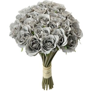 Clayre & Eef Boeket 24 Rozen Grijs 20x16x30 cm...