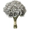Clayre & Eef Boeket 24 Rozen Grijs 20x16x30 cm kunstmatig