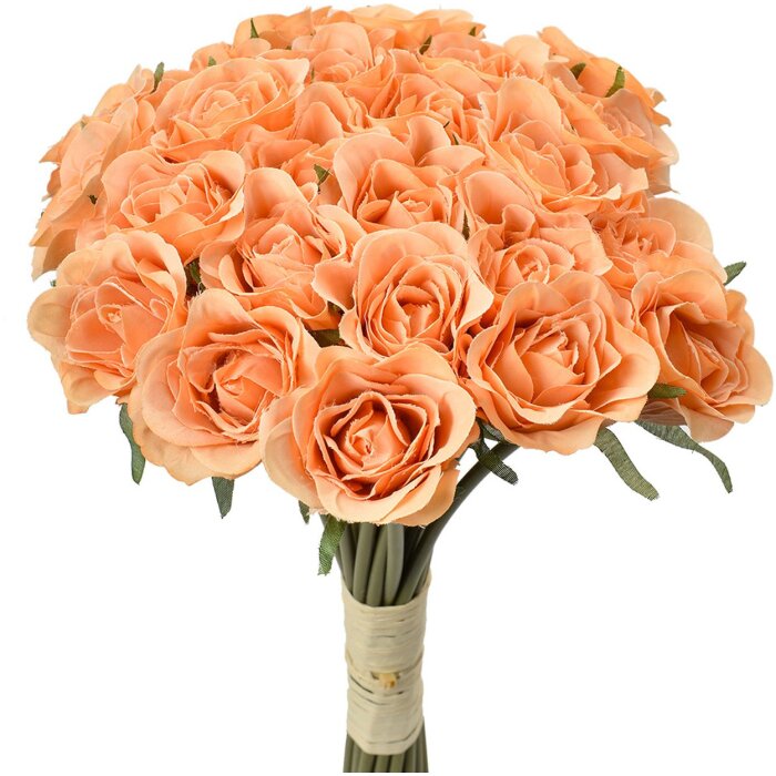 Clayre & Eef Kunstbloemen Boeket 24 Rozen Oranje 20x16x30 cm