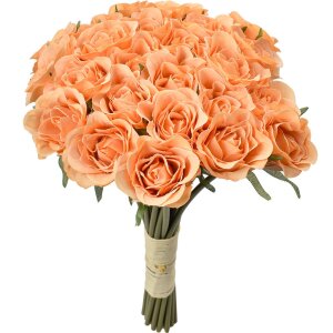 Clayre & Eef Kunstbloemen Boeket 24 Rozen Oranje...