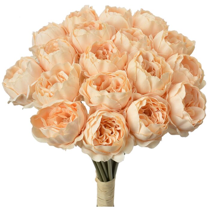 Clayre & Eef 6PL0393W Kunstbloemenboeket 18 Rozen Beige 30cm