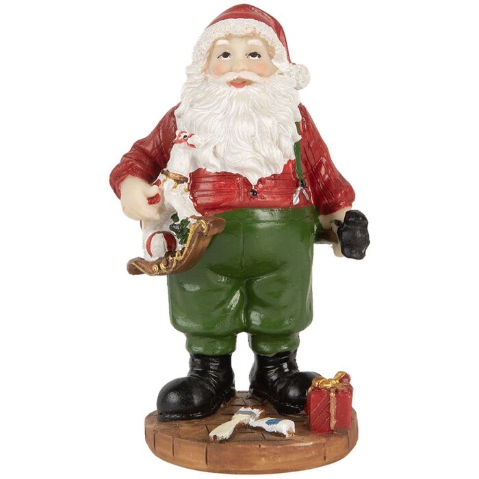 Clayre & Eef 6PR5724 Decoratiefiguur kerstman in landelijke stijl 8x6x13 cm