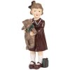 Clayre & Eef Decoratief Beeldje Kind met Teddybeer Bruin Groen 6x5x15 cm