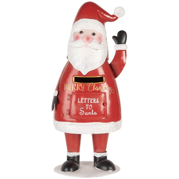 Clayre & Eef 6Y5853 Brievenbus Kerstman Rood Wit 16x14x35 cm