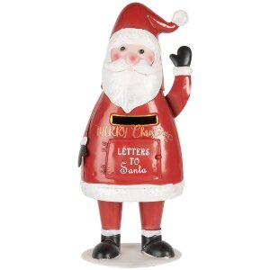 Clayre & Eef 6Y5853 Brievenbus Kerstman Rood Wit 16x14x35 cm
