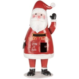 Clayre & Eef 6Y5853 Brievenbus Kerstman Rood Wit 16x14x35 cm