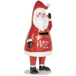 Clayre & Eef 6Y5853 Brievenbus Kerstman Rood Wit 16x14x35 cm