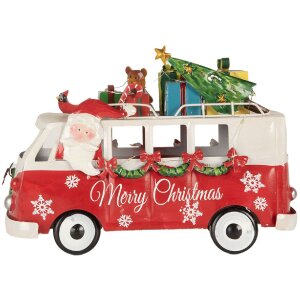Clayre & Eef 6Y5855 Modelbus LED Rood Wit 31x15x21 cm Werkt op batterijen