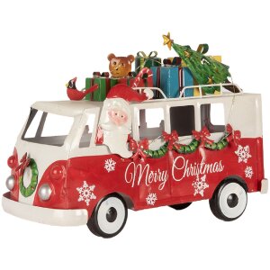 Clayre & Eef 6Y5855 Modelbus LED Rood Wit 31x15x21 cm Werkt op batterijen