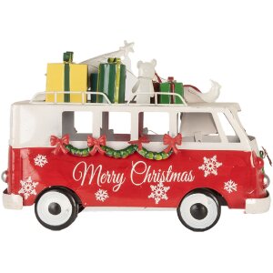 Clayre & Eef 6Y5855 Modelbus LED Rood Wit 31x15x21 cm Werkt op batterijen