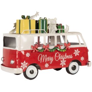 Clayre & Eef 6Y5855 Modelbus LED Rood Wit 31x15x21 cm Werkt op batterijen