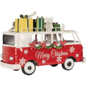Clayre & Eef 6Y5855 Modelbus LED Rood Wit 31x15x21 cm Werkt op batterijen