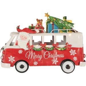 Clayre & Eef 6Y5855 Modelbus LED Rood Wit 31x15x21 cm Werkt op batterijen