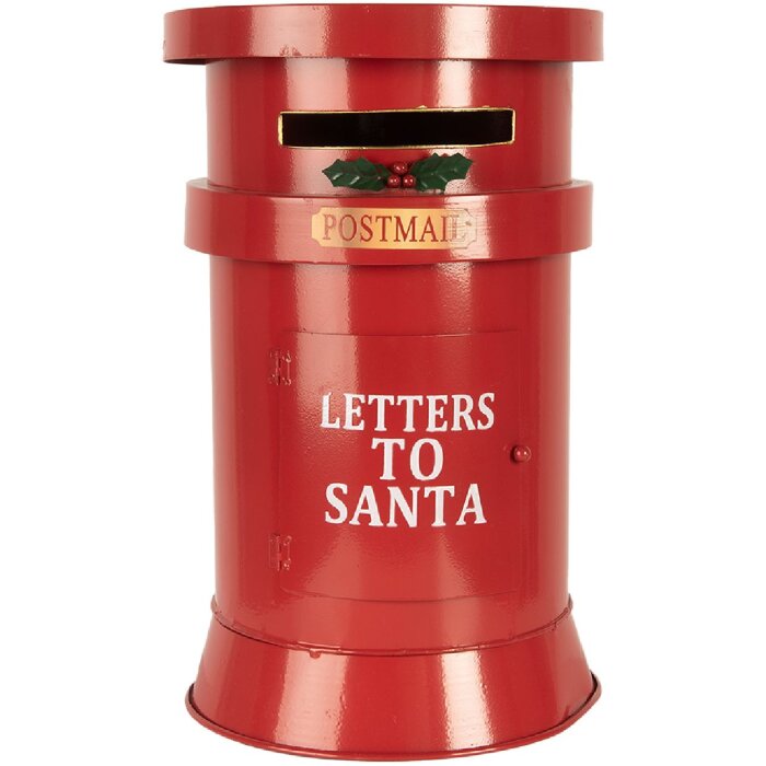 Clayre & Eef 6Y5856 Brievenbus rood Ø24x38 cm Brieven naar de Kerstman