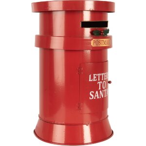 Clayre & Eef 6Y5856 Brievenbus rood Ø24x38 cm Brieven naar de Kerstman
