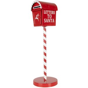 Clayre & Eef Brievenbus Brieven aan de Kerstman Rood Ø15x50cm Metaal in landelijke stijl