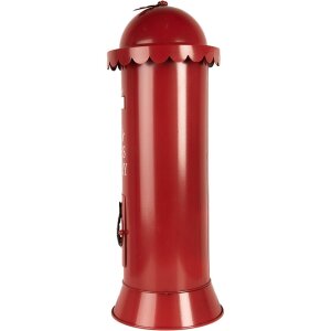 Clayre & Eef 6Y5859 Brievenbus Rood Ø19x52cm Kerstmannen Express Delivery