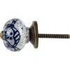 Clayre & Eef Deurgreep Keramisch Blauw Ø3cm Antiek Design voor Meubel Laden Deuren