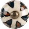 Clayre & Eef Keramische deurknop Ø 3x3 cm Beige Zwart Vintage