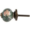 Clayre & Eef Keramische Deurknop Ø 3x3 cm Groen Oranje Boho Stijl