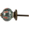 Clayre & Eef deurknop keramiek Ø 3x3 cm boho groen oranje gebloemd