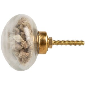 Clayre & Eef deurknop glas schelp decor beige...