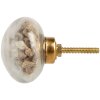Clayre & Eef deurknop glas schelp decor beige Ø5x4 cm landhuis nautisch