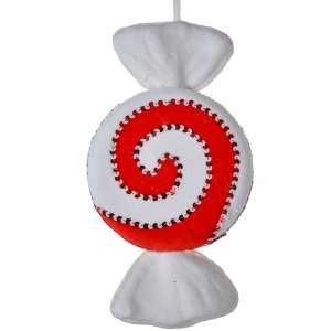 Clayre & Eef 66110 Decoratieve hanger kandij rood wit...