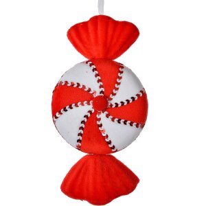Clayre & Eef kerstetiket snoep rood wit 13x5x25 cm