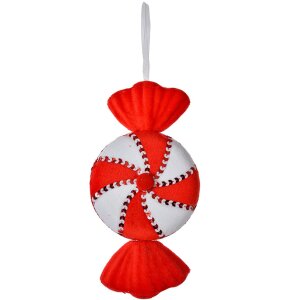 Clayre & Eef kerstetiket snoep rood wit 13x5x25 cm