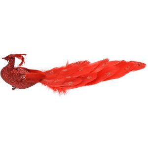 Clayre & Eef Decoratieve Vogel Rood 30x9x9 cm met...