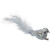 Clayre & Eef 66137 Decoratieve vogelset 3 zilver met veren 12x3x4 cm Clip