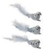 Clayre & Eef 66137 Decoratieve vogelset 3 zilver met veren 12x3x4 cm Clip