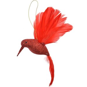 Clayre & Eef 66141 Kerstlabel vogel rood 22x5x15 cm...
