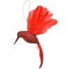 Clayre & Eef 66141 Kerstlabel vogel rood 22x5x15 cm kunststof