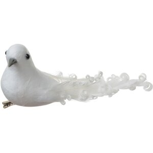Clayre & Eef Decoratieve Vogels Wit Set van 2 19x9x10 cm Plastic