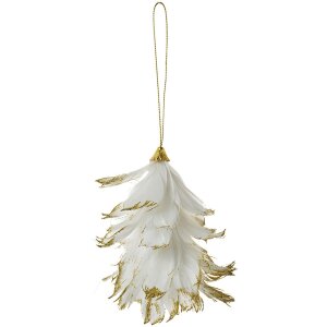Clayre & Eef hanger bloem wit-goud 14x11x7 cm veer...