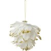Clayre & Eef Hanger Bloem Wit-Goud 12x12x12 cm Decoratieve Hanger Landelijke Stijl
