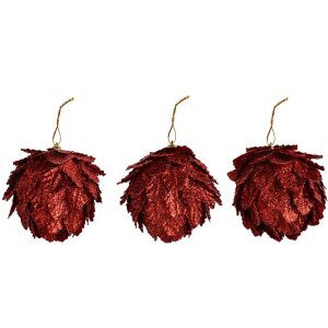 Clayre & Eef kerstdecoratie bloem rood set van 3...