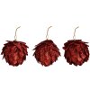 Clayre & Eef kerstdecoratie bloem rood set van 3 Ø 8x8 cm kunststof