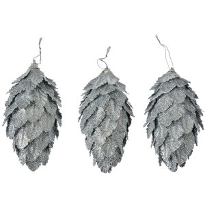Clayre & Eef 66173ZI Kerstdecoratie kegels zilver...