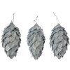 Clayre & Eef 66173ZI Kerstdecoratie kegels zilver Ø7x13cm 3-delige set
